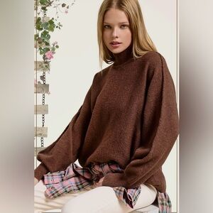 132. Mock neck, chocolate brown
